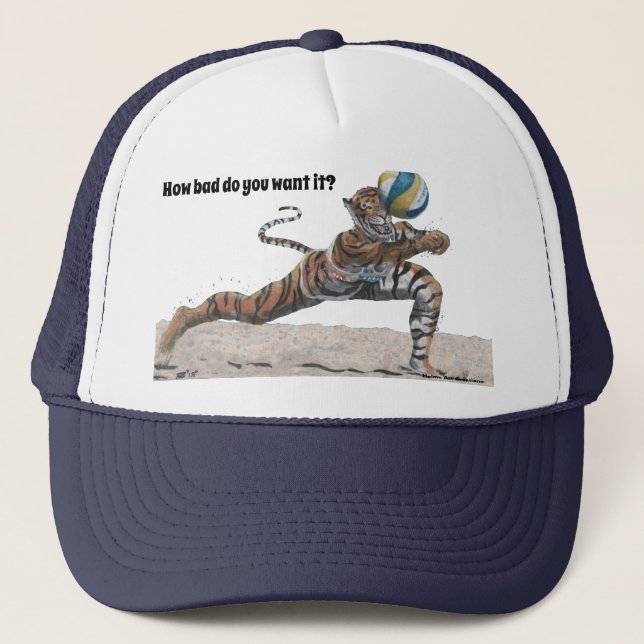 Cat Warrior Playing Beach Volleyball Hat (Front)