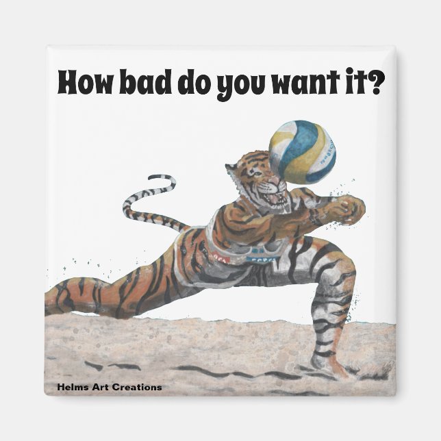 Cat Warrior Playing Beach Volleyball Magnet (Front)
