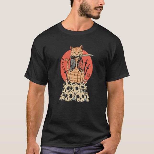 Cat Warrior Skulls T-Shirt (Front)