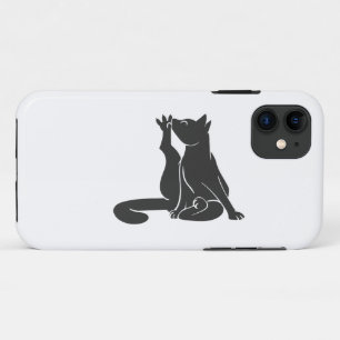 Cat wash his paws - Choose background colour iPhone 11 Case