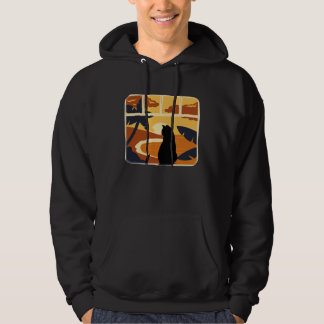 Cat Watching Sunset Hoodie