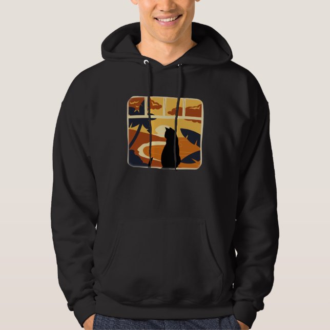 Cat Watching Sunset Hoodie (Front)