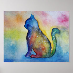 Cat Watercolor Art, Value Poster Paper (M