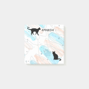 cat watercolor design custom post it note