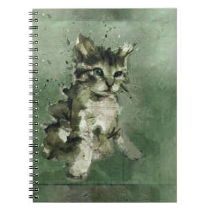 Cat watercolor painting notebook