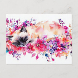 Cat Watercolor Postcard