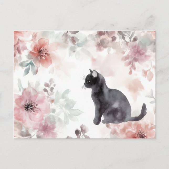 Cat Watercolor Postcard  (Front)