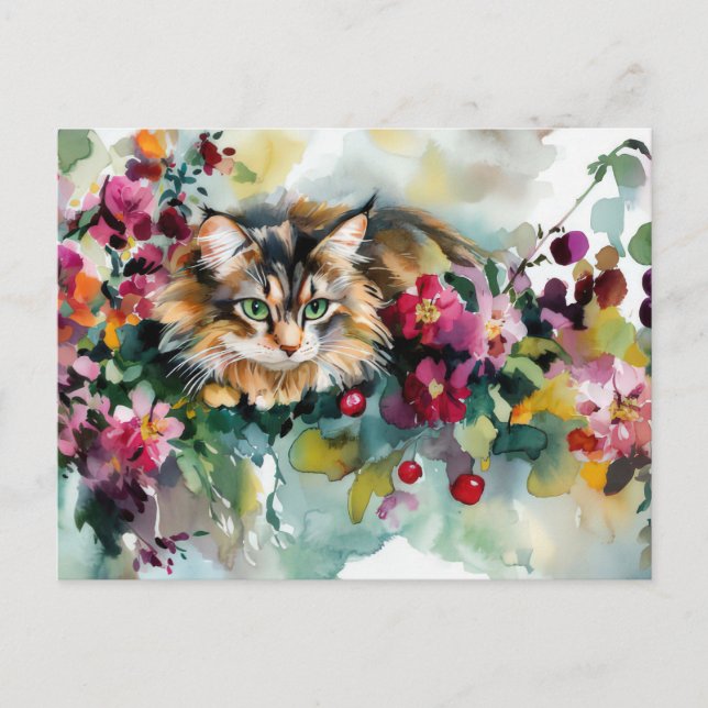 Cat Watercolor Postcard  (Front)