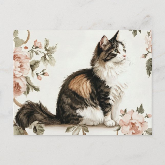 Cat Watercolor Postcard  (Front)