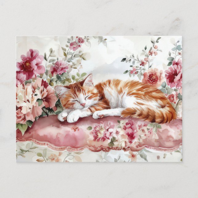 Cat Watercolor Postcard  (Front)