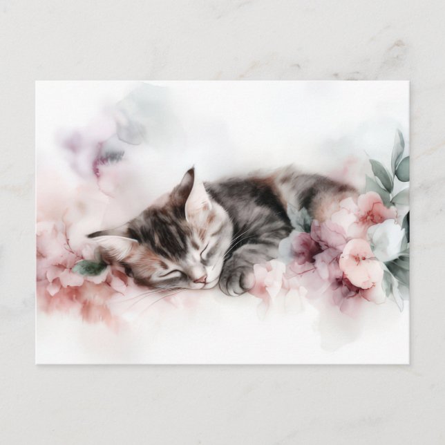 Cat Watercolor Postcard  (Front)