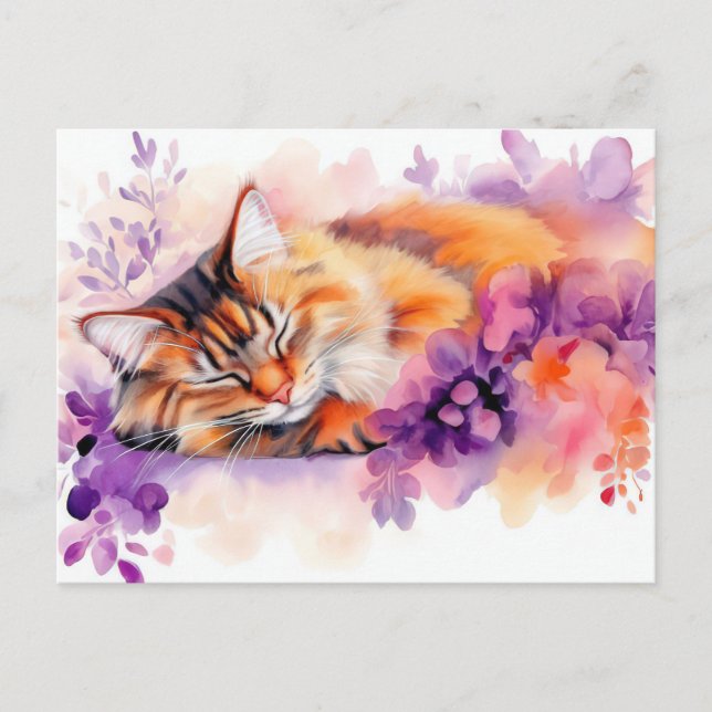 Cat Watercolor Postcard  (Front)