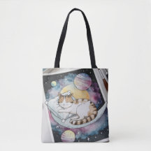 Cat Watercolor Shopping Errand Tote Bag