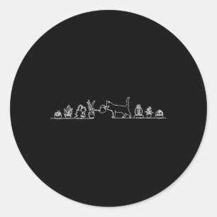 Cat Watering Plants Classic Round Sticker