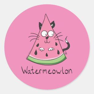 Cat Watermelon Cute Kid's Classic Round Sticker