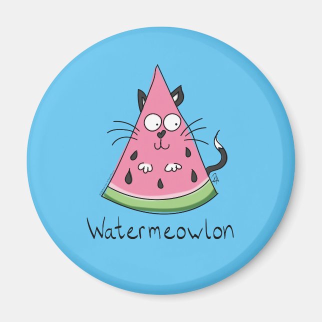 Cat Watermelon Cute Kid's Magnet (Front)