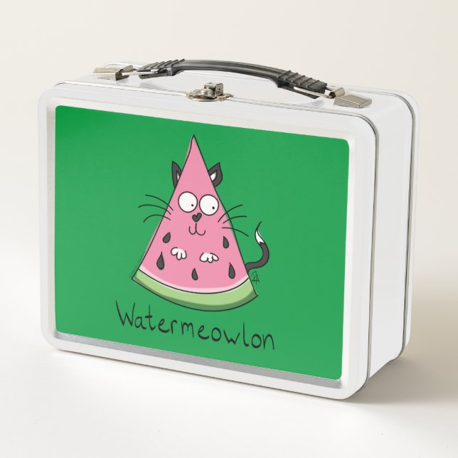 Cat Watermelon Cute Kid's Metal Lunch Box (Front)