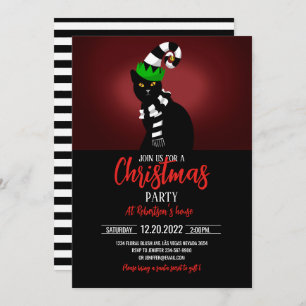 Cat wearing a Funny hat and Scarf          Invitation