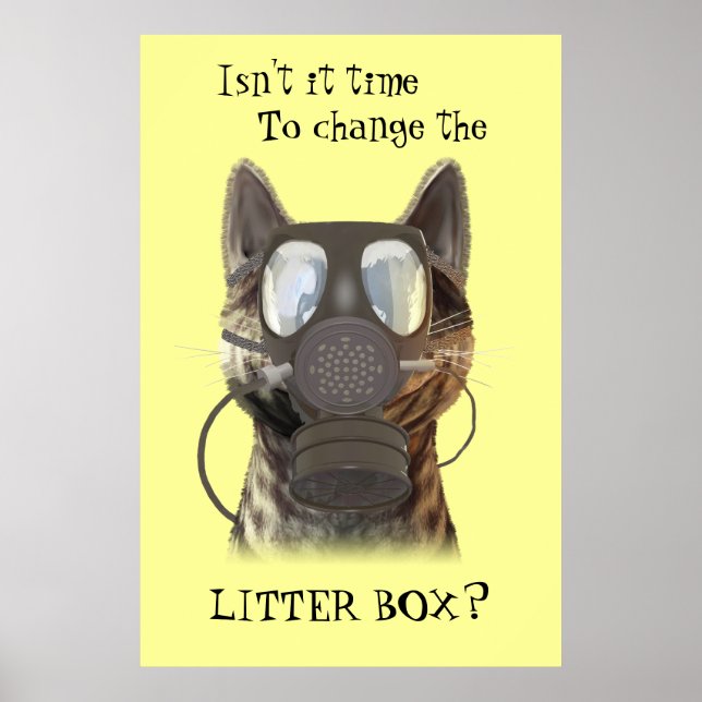 Cat wearing a gas mask poster (Front)