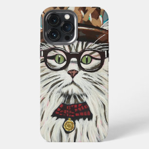 Cat wearing a hat and glasses iPhone 13 pro max case