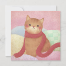 Cat Wearing A Red Scarf Illustration