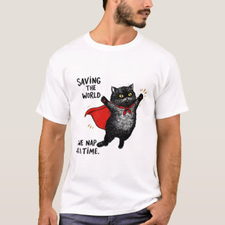 Cat wearing a superhero cape T-Shirt