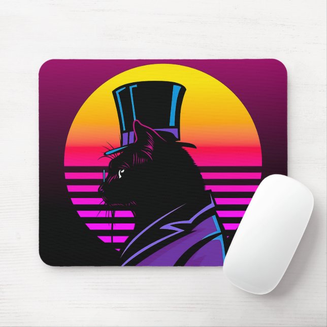 Cat Wearing a Tuxedo and a Hat Artwork | Mouse Pad (With Mouse)