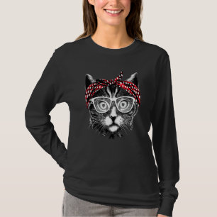 Cat Wearing Bandana And Glasses Men Women Kids T-Shirt