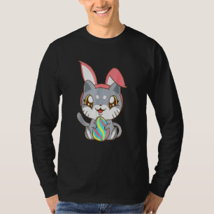 Cat Wearing Bunny Ear Bunny Kitty Cat Happy Easte T-Shirt