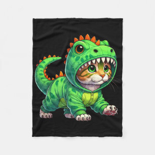 Cat Wearing Dinosaur Costume Halloween Cosplay T-r Fleece Blanket