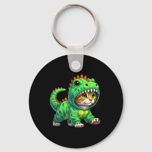 Cat Wearing Dinosaur Costume Halloween Cosplay T-r Keychain
