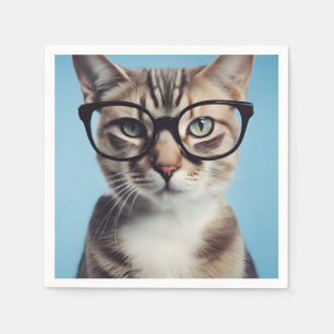 Cat Wearing Glasses Napkin