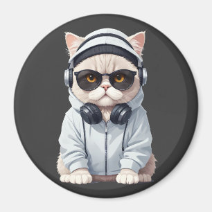 Cat Wearing Hoodie Funny Cool Animal Character Art Magnet