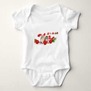 Cat wearing red Santa hat Christmas Ornament Baby Bodysuit