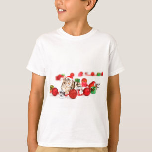 Cat wearing red Santa hat Christmas Ornament T-Shirt