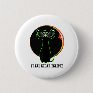 Cat Wearing Solar Eclipse Glasses Total Solar Ecli 2 Inch Round Button
