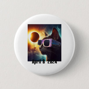 Cat Wearing Solar Glasses Eclipse Colorful Pop Cul 2 Inch Round Button