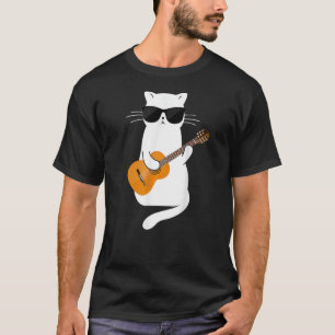 Cat wearing sunglasses playing Guitar Guitarist T-Shirt