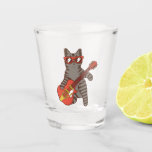 Cat Wearing Sunglasses Playing Guitar Shot Glass<br><div class="desc">Cat Wearing Sunglasses Playing Acoustic Guitar Cool Musician Guitarist Family design Gift Shot glass Classic Collection.</div>
