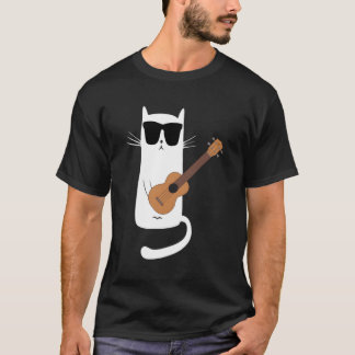 Cat Wearing Sunglasses Playing Ukulele T-Shirt