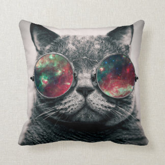 cat wearing sunglasses throw pillow