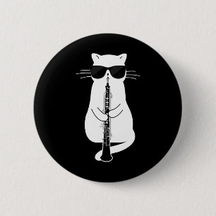 Cat Wearing Sungles Playing Oboe 2 Inch Round Button