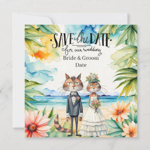 Cat Wedding Beach Wedding Themed Invitation