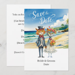 Cat Wedding Beach Wedding Themed Invitation