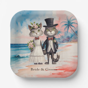 Cat Wedding Beach Wedding Themed Paper Plate