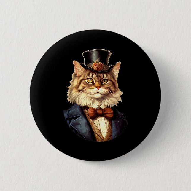 Cat Wedding Bride Groom Pet Cat Owners Lovers Wedd 2 Inch Round Button (Front)