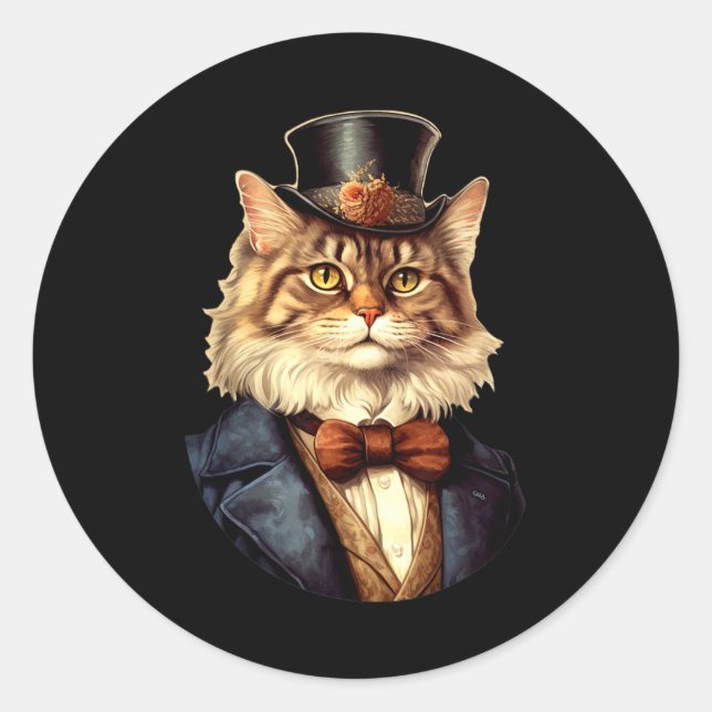 Cat Wedding Bride Groom Pet Cat Owners Lovers Wedd Classic Round Sticker (Front)