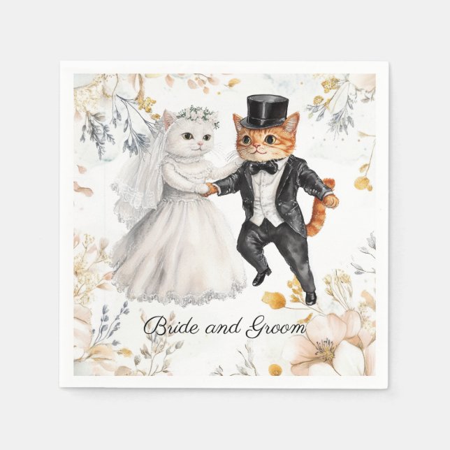  Cat Wedding  Cute & Classy Cat Napkin (Front)