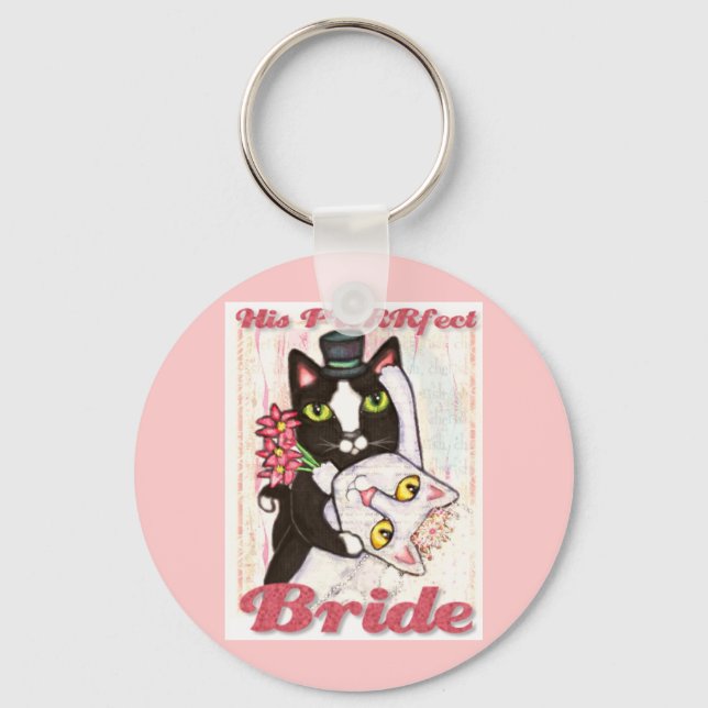 Cat Wedding Dance BRIDE Keychain (Front)