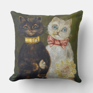 Cat Wedding, Marriage, Bride, Louis Wain Outdoor Pillow